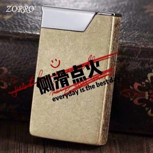 Original Zorro Raising Arm Side Sliding Ignition Trench Oil lighter Creative Retro Antique Cigarettes Smoking Collection DIY