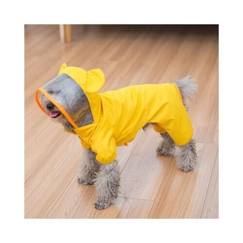 EXCELLENT ELITE SPANKER Puppy Raincoat Cartoon Waterproof Dog Harness Teddy Tetrapod Poncho Puppy Pet Dog Raincoat