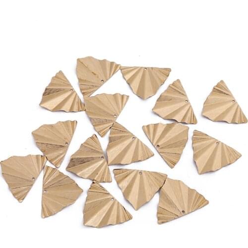 Pleat Triangle Geometric Unique Wrinkled Raw Brass Charms Pendant for Jewelry Making Finding Component Accessories Wholesale