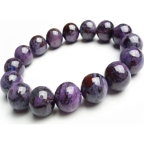 13mm Just One Genuine Purple Sugilite Natural Stone Bracelets For Women Femme Charm Stretch Round Bead Bracelet