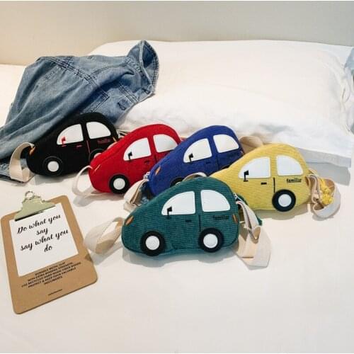 Cute Childrens Corduroy Zipper Coin Purse Kids Girls Accessory Shoulder Bag Small Wallet Cartoon Car Boys Mini Crossbody Bags