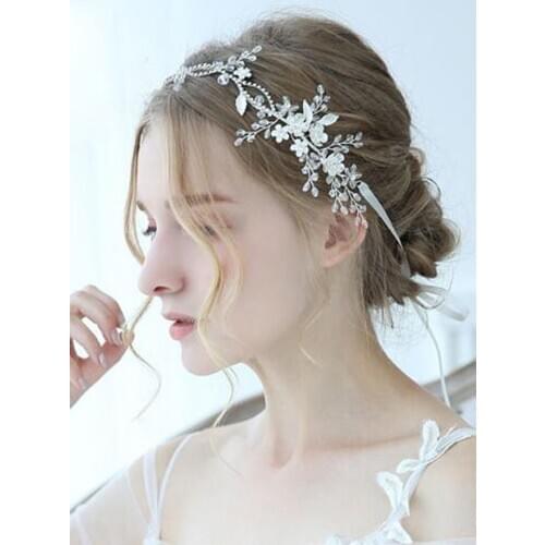 Wedding Silver Crystal Rhinestone Floral Leaf Headband Wedding Hair Vine Bridal Headband Hair Jewelry Wedding Hair accessories
