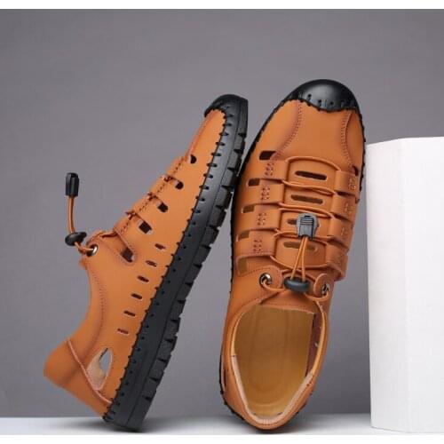 Outdoor Mens Sandals Leather Summer Sandals Men Casual Shoes Plus Size 48 Beach Sandals Shoes Men Fashion