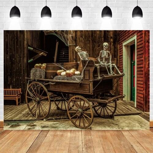 Yeele Halloween Backdrop Grunge Carriage Skeleton Photography Photocall Party Decor Background Baby Photo Studio Photographic