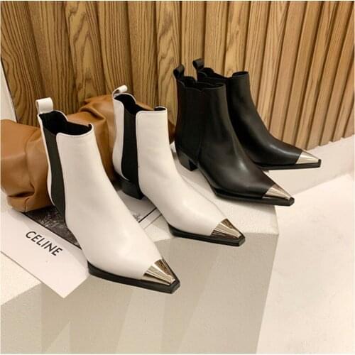 European Style WomenS High-Heeled Ankle Boots Autumn winter WomenS Shoes Wild Sexy Pointed Ladies Chelsea Booties Beige Black
