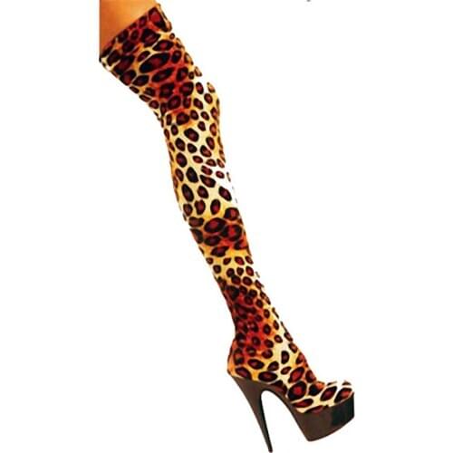 Long Boots Platform Women Shoes Leopard Fenty Beauty Shoes Fashion Transparent 15cm High Heels Spring Ladies Boots Plus Size 46