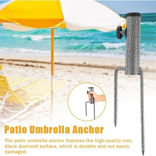 Patio Umbrella Iron Anchor Beach Umbrella Heavy Duty Metal Ground Grass Auger Holder Stands Greenhouse Parasol Base Beach Shade