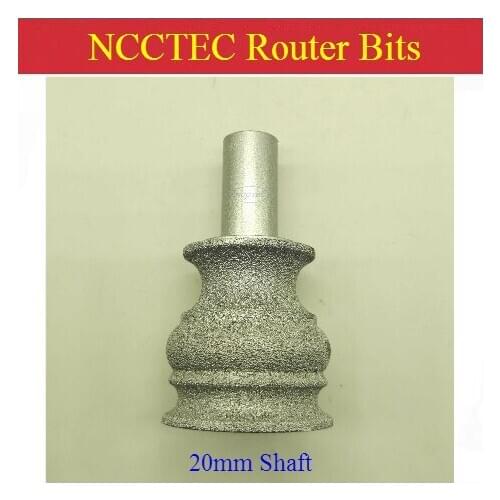 [0.8'' 20mm Shaft] CNC diamond vacuum brazed profile cutters router bits | Edge grinding and polishing of stone #50 #100 #200