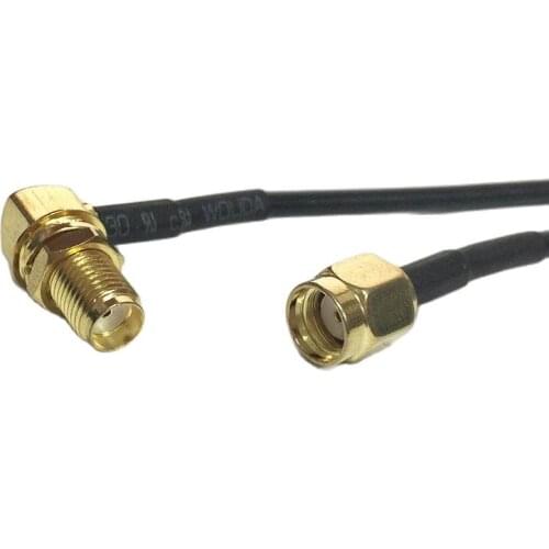1pc New RP SMA Male Plug To SMA Female Jack nut Right Angle Connector RG174 Coaxial Cable 20CM 8"/30CM/50CM/100CM wholesale