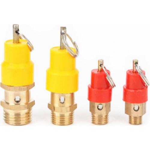 1PCS Red or Yellow Gold Tone 1/8" 1/4" 3/8" 1/2" 3/4" BSPT Dia Male Thread Safety Air Pressure Relief Valve
