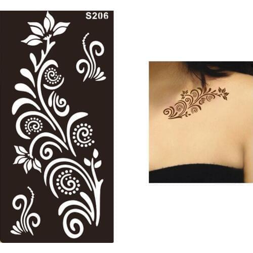 1pc Sexy Women Body Back Black Big Cute Flower Fake Tattoo Drawing Design Henna Stencil Waterproof Temporary Tattoo Sticker S206