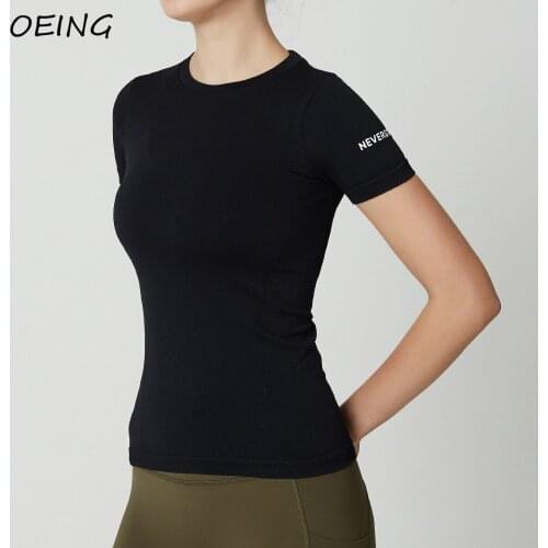 2021 Fitness Workout Top Breathable Activewear Yoga Shirts Short Sleeve Print Seamless Sport Top