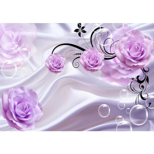 Purple Rose 3D TV backdrop custom 3d mural wallpaper tv backdrop 3d flower wallpaper Home Decoration