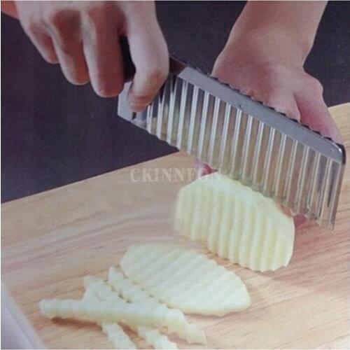 500Pcs/Lot Potato Wavy Edged Knife Stainless Steel Kitchen Gadget Vegetable Fruit Cutting Peeler Cooking Tool Accessories