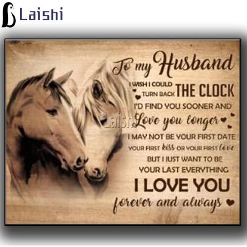 New Full square drill 5D DIY diamond embroidery for family love poster Horse companion draw cross stitch mosaic home art decor