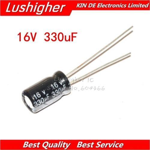 50PCS 16V330UF 6*12mm 330UF 16V 6x12 mm Aluminum Electrolytic Capacitor DIP