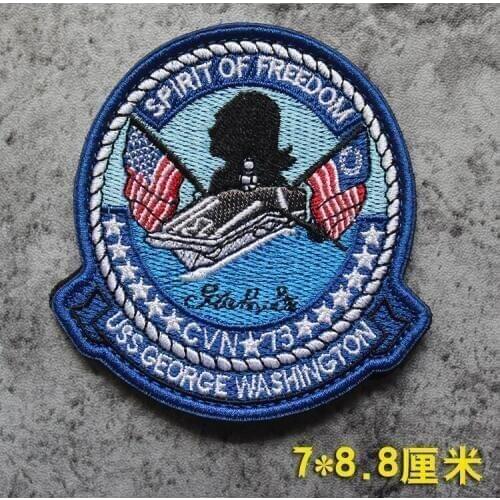 Custom American embroidery velcro patch sticker Carrier CVN 73 USS army souvenir armband patch Can be cutomized with your logo