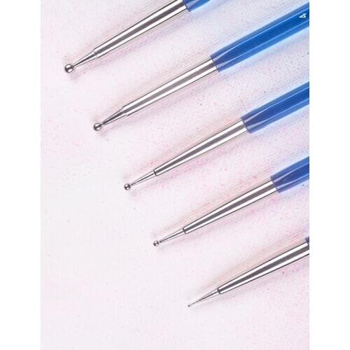 High quality SAA-671 5PC/Set nickle plating ferrule nail dotting art cosmetic makeup brush for a manicure