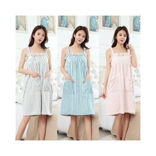 Fashion Striped Women Bath Towel Dress Quick Drying Absorbent Beach Towel With Pocket Changing Robe For Swim Surf Spa 70*140cm