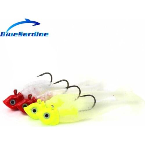 BlueSardine 10PCS 9.2G Rubber Jig Soft Bait Metal Head Fishing Lures Artificial Fishing Tackle Red Yellow