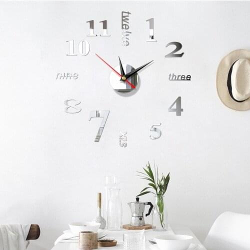 Los Fick DIY Large Wall Clock Modern Design Acrylic Mirror Clock Sticker Home Decor Art Design Living Room Decoration Clock