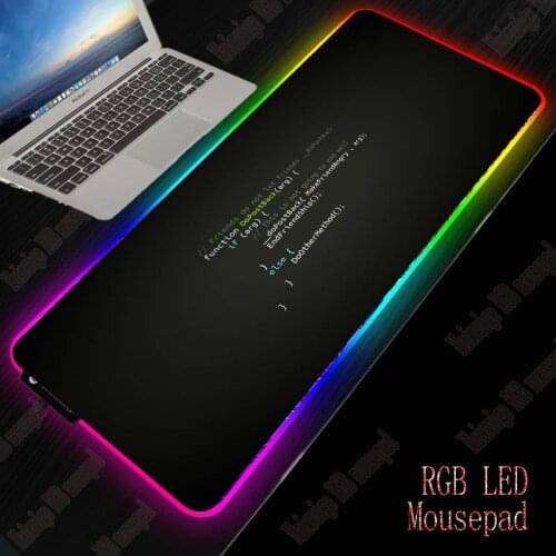 Text Code Programming Large RGB Gaming Mousepad LED Mause Pad Gamer Mouse Carpet Big Mause Pad PC Desk Pad Mat with Backlit XXL