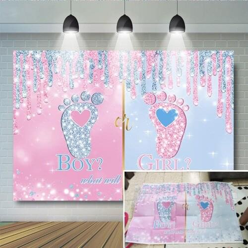 Gender reveal for photography background for photocall Newborn Party Baby Girl or Boy Curtain decoration Backdrop