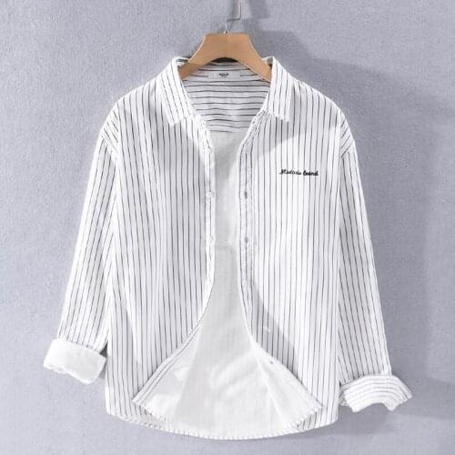 2020 Autumn and winter new style striped plus velvet warm shirt men fashion casual shirts for men long sleeve stripe shirt mens