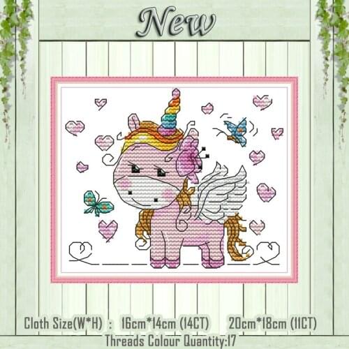 Unicorn cartoon animal home decor paintings counted printed on canvas DMC 14CT 11CT Cross Stitch Needlework Sets Embroidery kits