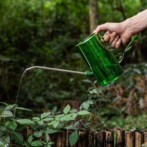 1L Long Mouth Watering Cans Stainless Steel Transparent Watering Pot Outdoor Garden Flower Plants Watering Kettle Jug With Scale