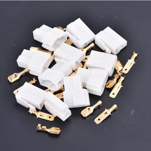 5 Sets 6.3mm 2 Pin Electrical Wire Connector Cable Terminal Plug Kits Motorcycle Ebike Car Terminal Plug Male Female