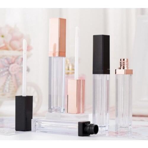 1000pcs/lot 5ML Lip Gloss Containers Empty Square Lip Gloss Tube Makeup Lip Oil Container Plastic Tubes Black Rose Gold color