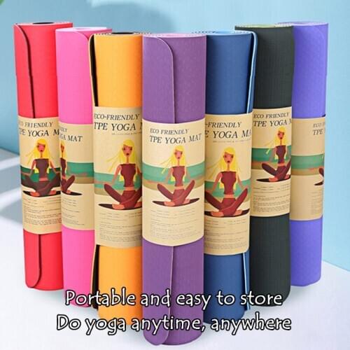 Yoga Mat 183*61*0.6cm TPE With Position Line Sport Carpet Mat Environmental Fitness Gymnastics Antiskid Mat Bag Set For Beginner