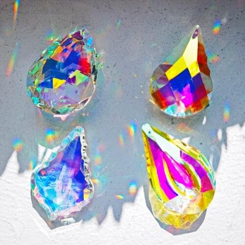 H&D Colorful Crystal Chandelier Crystals Hanging Lamp Prisms Sun Catcher 76mm,Pack of 4,Wedding Home Party Decoration Suncatcher