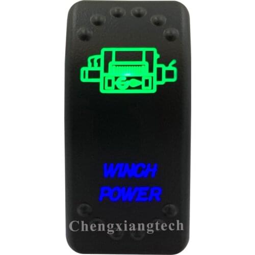 Winch Power Up Green & Down Blue Led Light Rocker Push Switch 5Pins SPST ON/OFF 12V 24V For Marine Boat Car Waterproof