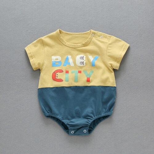 Summer Baby Boys Girls Short Sleeve Cotton Letter Bodysuits Newborn Clothes Outfit