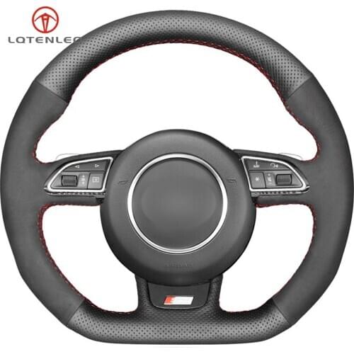 LQTENLEO Black Leather Suede DIY Car Steering Wheel Cover For Audi A5 A7 RS7 S7 SQ5 S6 S5 RS5 S4 RS4 S3 2012-2018