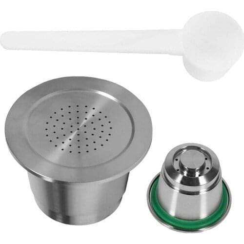 Refillable Coffee Capsules,Stainless Steel Reusable Coffee Capsule with Spoon,Coffee Capsule for Most Nespresso Machine