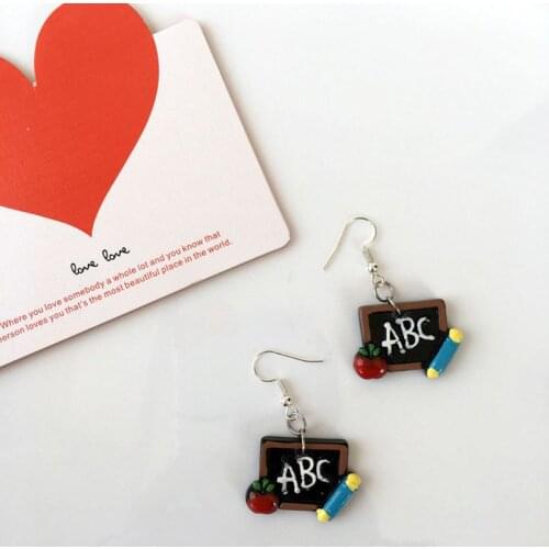 Fashion Women Ear Jewelry Creative Small Blackboard Books Pendant Asymmetric Earrings Prom Party Tassels Earring Gifts R7RF