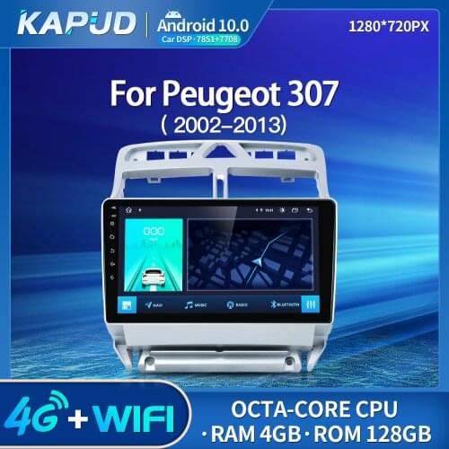 Kapud Android 10 Auto Player Stereo Radio 9" Car Multimedia For Peugeot 307 307SW 307CC 2002-2013 GPS Navigation Carplay