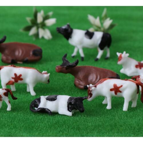 New 10pcs 1:87 Diy HO Scale Colorful Cow Model Train Layout Model Building Toys