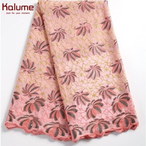 Kalume New Arrival African Swiss Cotton Lace Fabric Latest Embroidery Swiss Voile Lace In Switzerland Stones For Party F2254