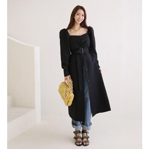 New arrival comfortable fashion autumn spring solid black temperamental high quality work style personality sexy cute trench