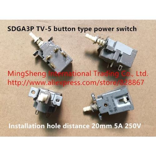 Original new 100% SDGA3P TV-5 button type power switch installation hole distance 20mm 5A 250V