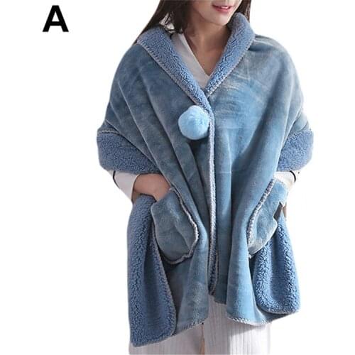 Microfiber Plush Coral Fleece Sherpa Blanket With Sleeves Super Soft Warm Outdoor Pocket Hoodie Adult Winter Hooded high quality