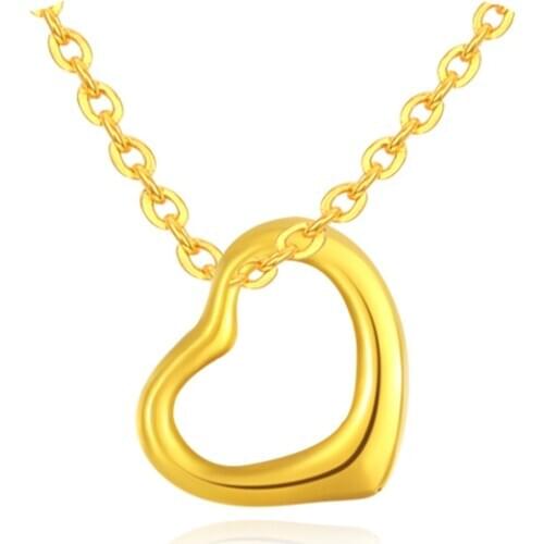 24K Yellow Gold Pendant Pure 999 3D Yellow Gold Heart LOVE Necklace Pendant P6233
