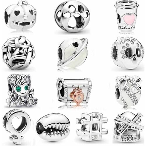 DIY Charm Pink Coffee Cup Sweet Tree Monster Treasure Box Sparkling Skull 925 Sterling Silver Bead Fit Pandora Bracelet Jewelry