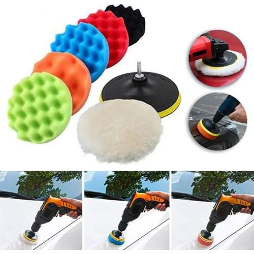 8pcs Polishing Pad Car Polishing Disc Buffing Pad 3'' inch Polishing Wheels Woolen & Sponge Pads Kit Waxing Sponge Wool Wheel