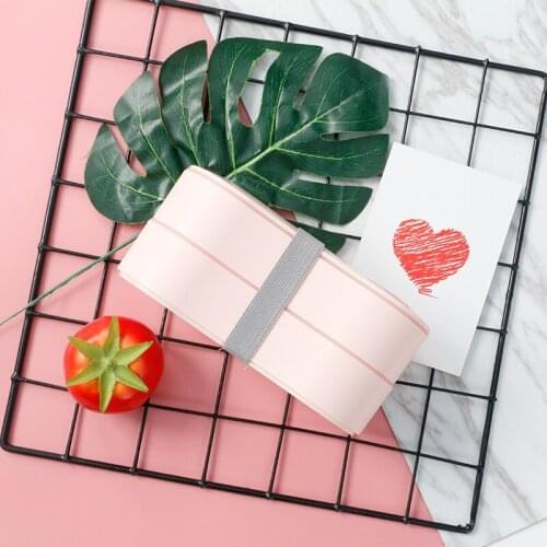 800ml Portable Healthy Material Lunch Box 2 Layer With Spoon Bento Boxes Microwave Dinnerware School Food Storage Container