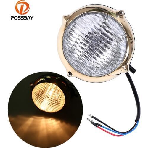 POSSBAY 5" Aluminum 9mm Bolts Motorcycle Headlights High Low Beam Front Lights enduro Universal For Harley Davidson Dyna 883